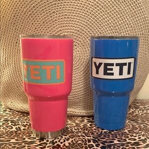 YETI Vibrant Pink and Bold Blue Tumblers